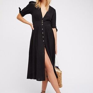 Free People “Love of My Life” Black Midi Dress